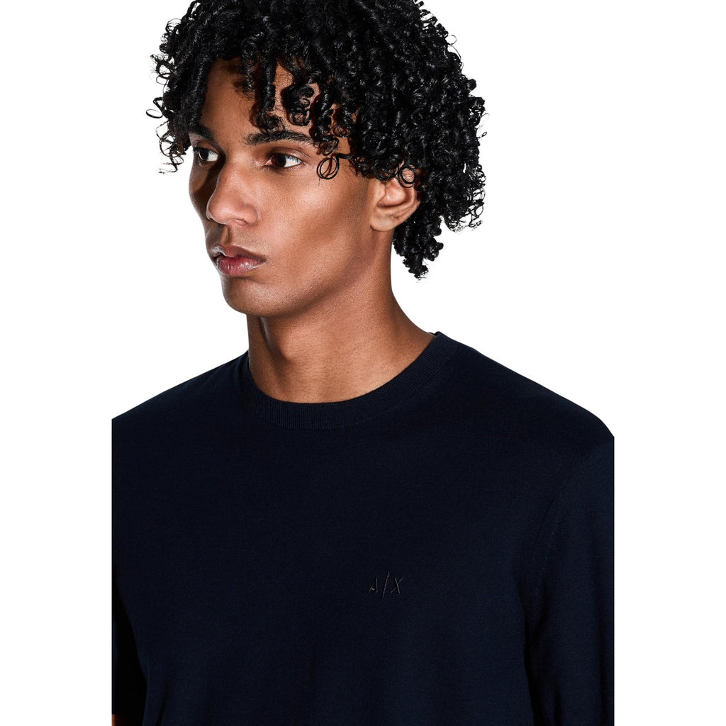 Armani Exchange — Blaues Baumwoll-T-Shirt für Herren — Ansicht 3
