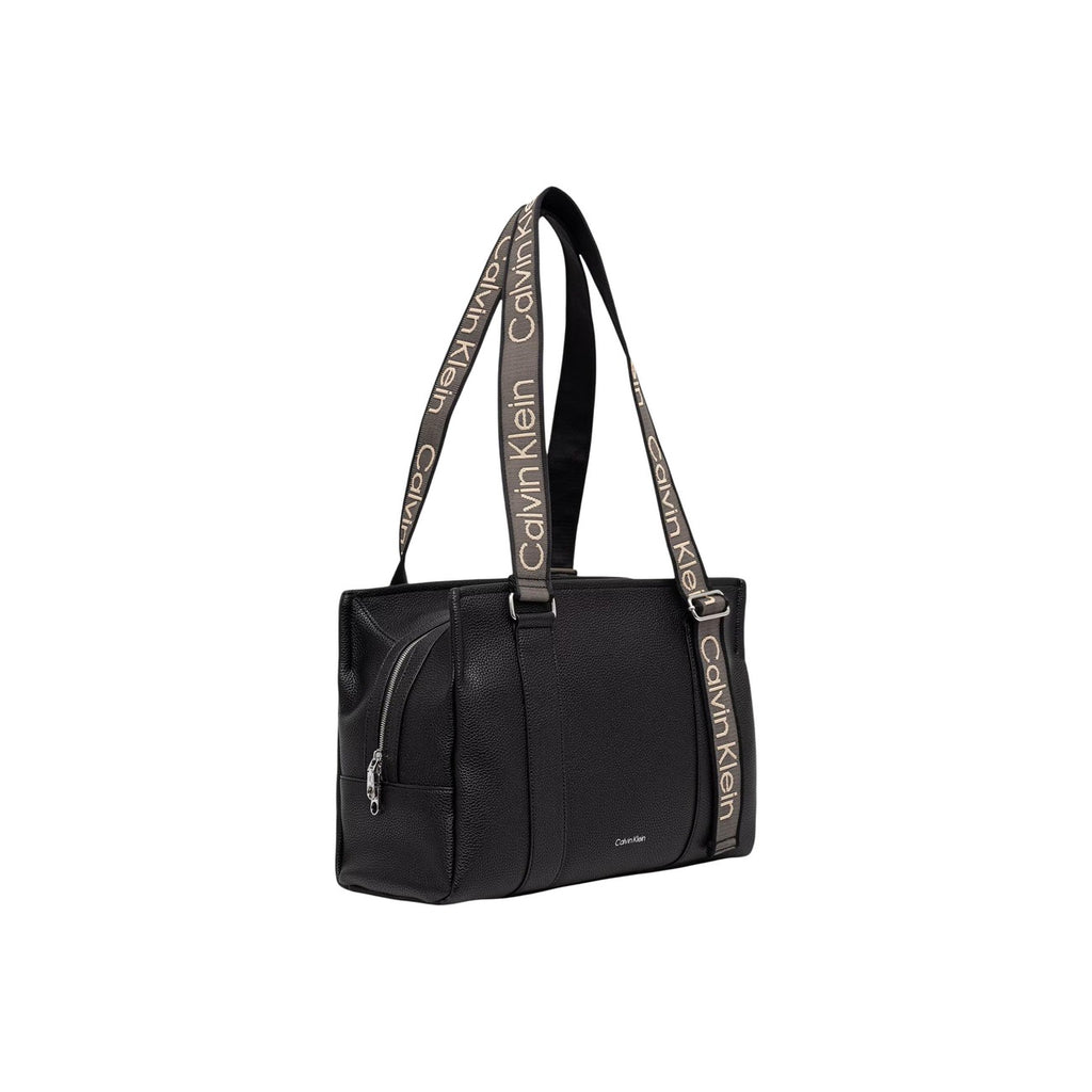 Calvin Klein — Sac noir réf. WEBBING ADJ STRAP TOTE femme — vue 2
