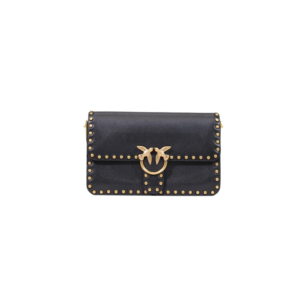 Pinko — Sac Love One Slouchy Mn. Studs Sma en cuir noir femme