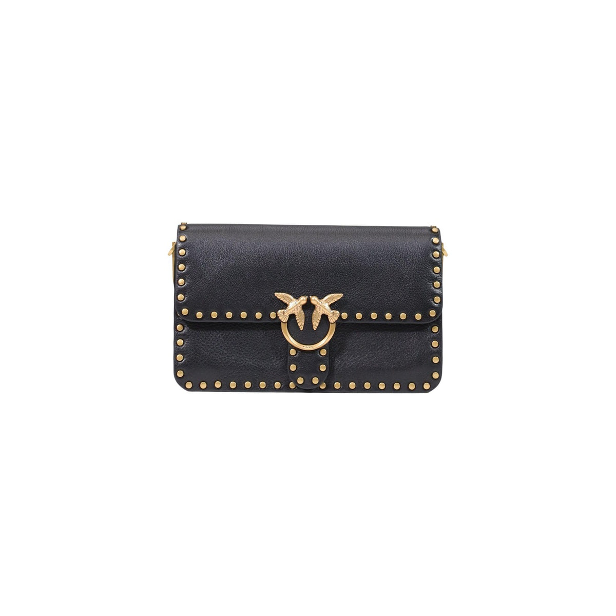 Pinko — Sac Love One Slouchy Mn. Studs Sma en cuir noir femme