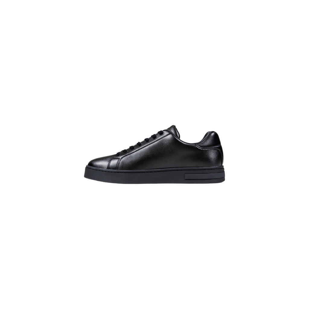 Armani Exchange — Baskets en cuir noires homme — vue 3