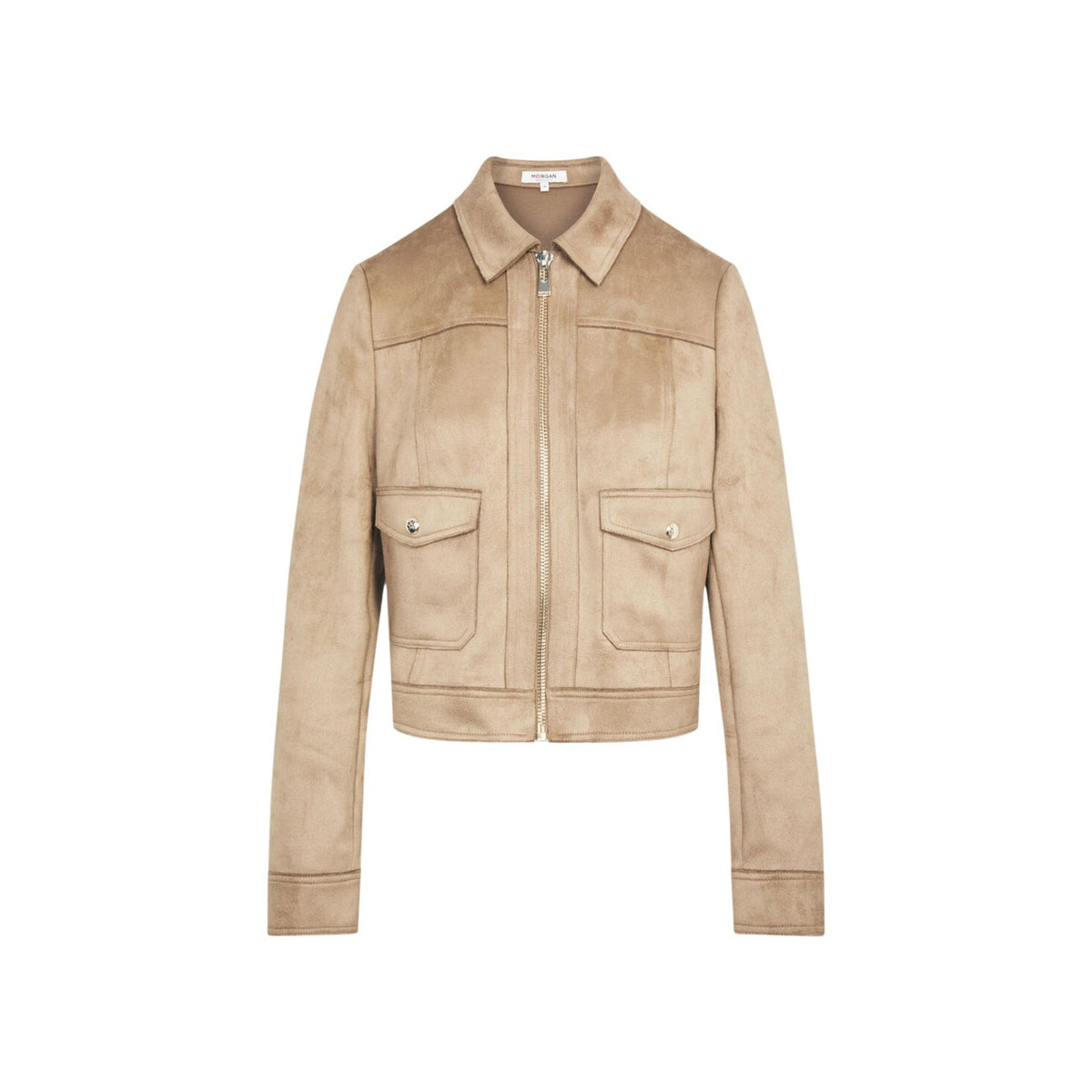 Morgan — Women’s beige round-neck jacket — view 3