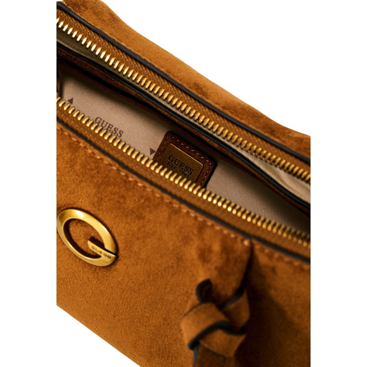 Guess — Dorothy Small Girlfriend bag in brown suede effect for women — view 4