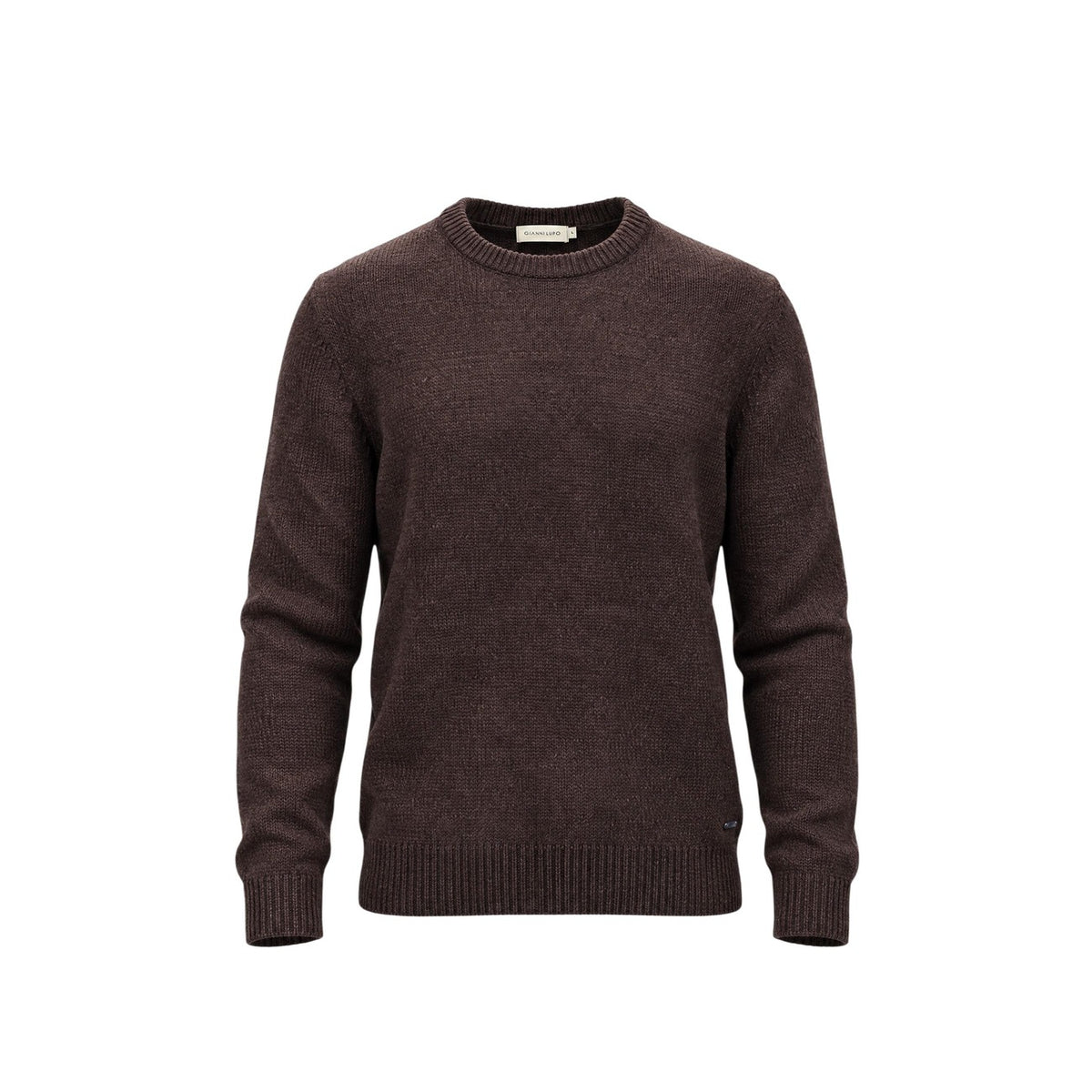 Gianni Lupo — Pull col rond marron homme — vue 5