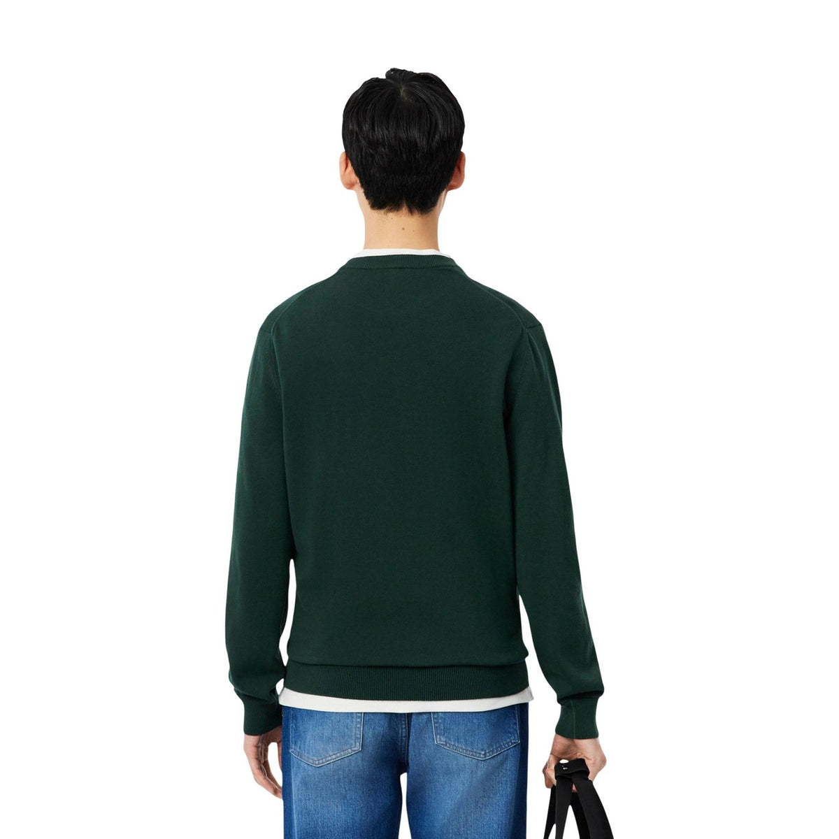 Lacoste — Pull AH3225 vert en laine mélangée homme — vue 3