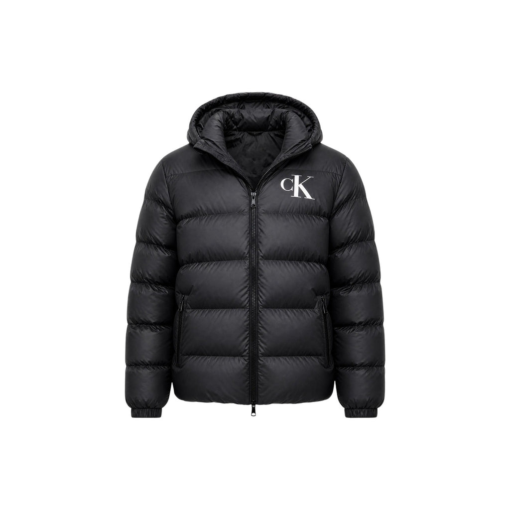 Calvin Klein Jeans – Schwarze bedruckte Kapuzenjacke mit Reißverschlusstaschen für Herren — Ansicht 2