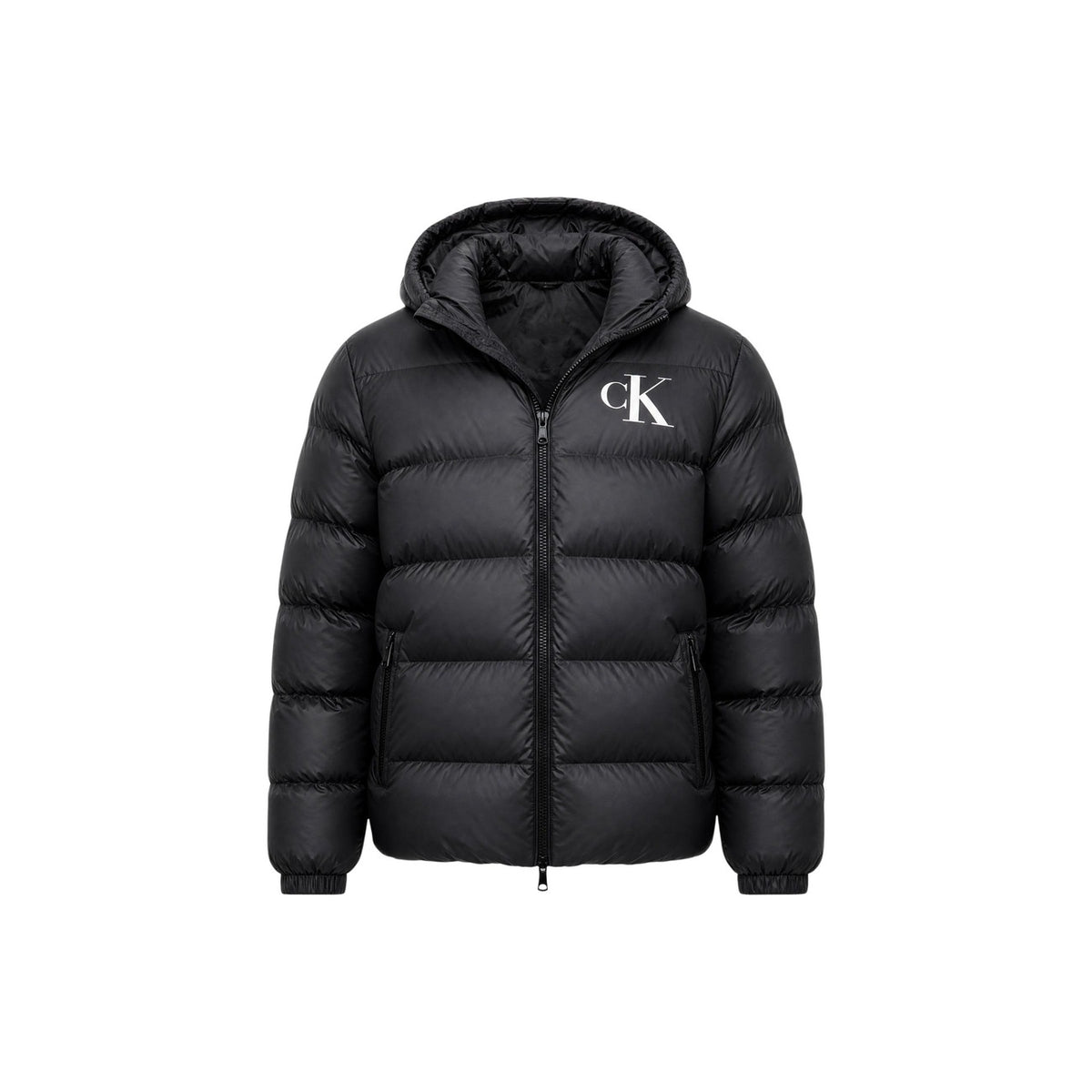 Calvin Klein Jeans – Schwarze bedruckte Kapuzenjacke mit Reißverschlusstaschen für Herren — Ansicht 2