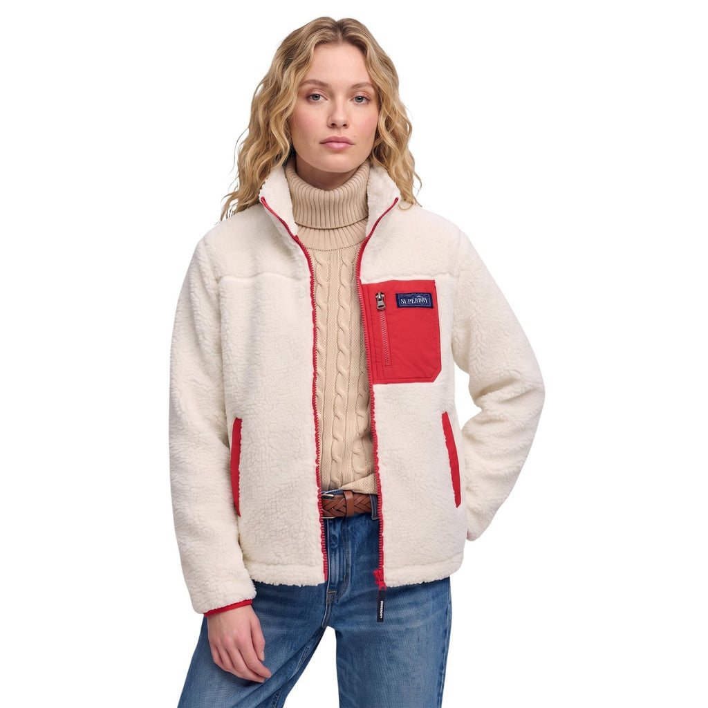 Superdry — Sweat HERITAGE ZIP THROUGH FLEECE blanc femme — vue 2