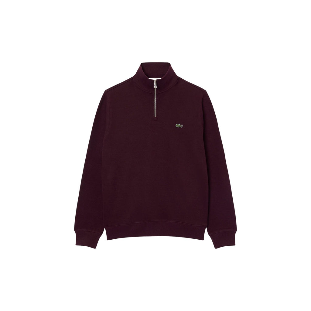 Lacoste — Sweatshirt premium für Herren — Bordeauxrot — Stehkragen mit Reißverschluss — Ansicht 4