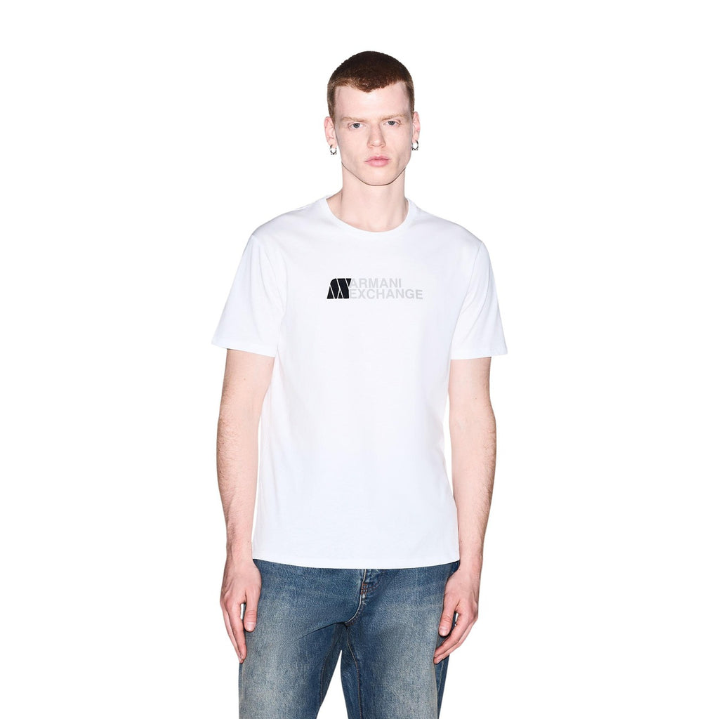Armani Exchange — Weißes T-Shirt mit Aufdruck aus Baumwolle für Herren