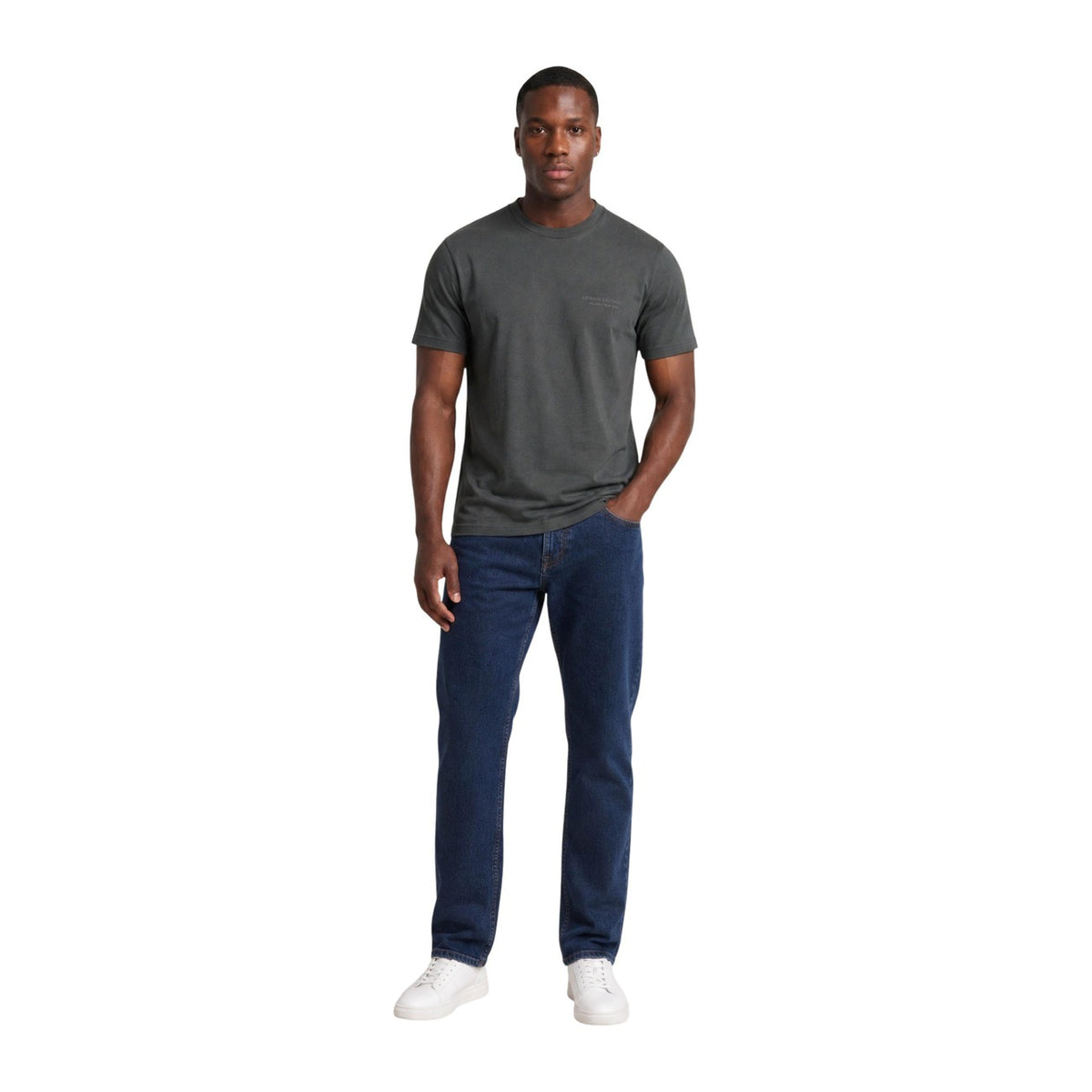 Armani Exchange — T-shirt en coton gris homme — vue 2