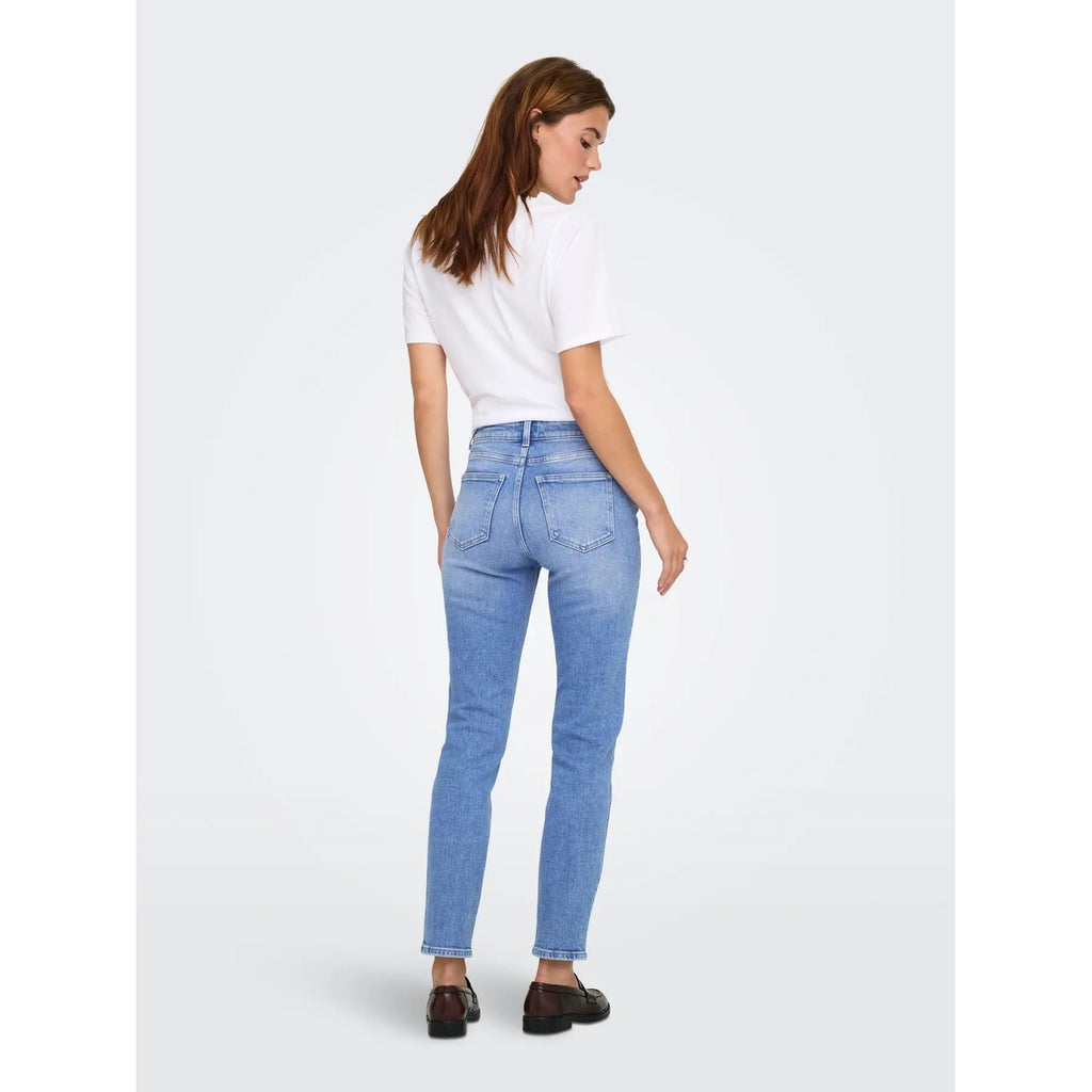 Only — ONLEMILY high-waist rechte jeans blauw dames — afbeelding 4