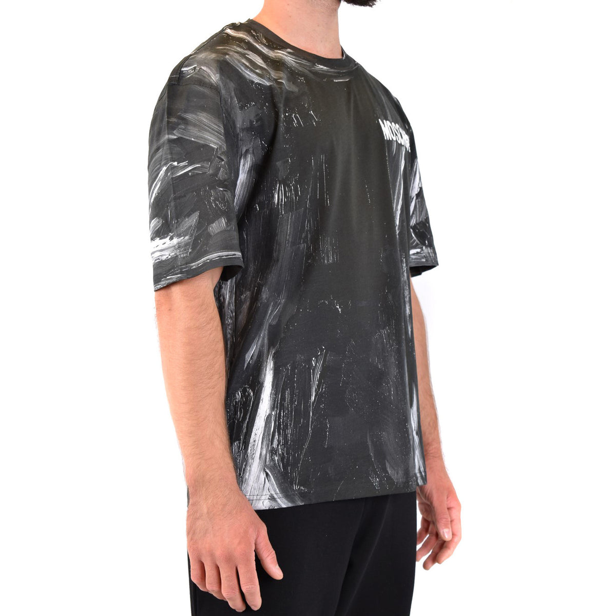 Moschino — T-shirt noir en coton homme — vue 2