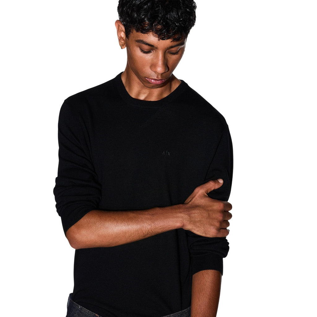 Armani Exchange — Men’s black wool-blend sweater — view 2