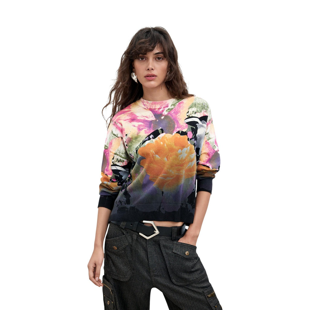 Desigual — Pull Rose Dégradé Lacroix noir femme