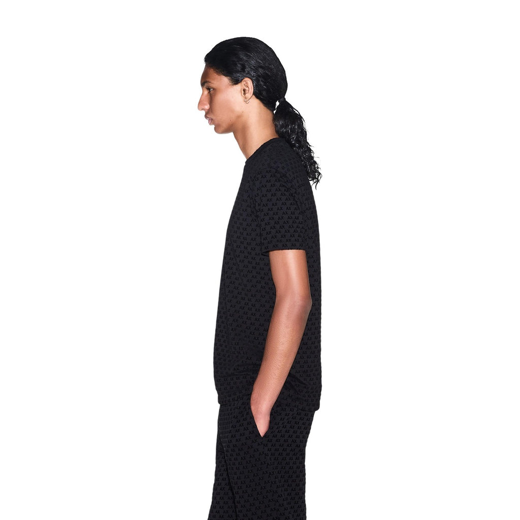 Armani Exchange — T-shirt imprimé noir en coton homme — vue 3