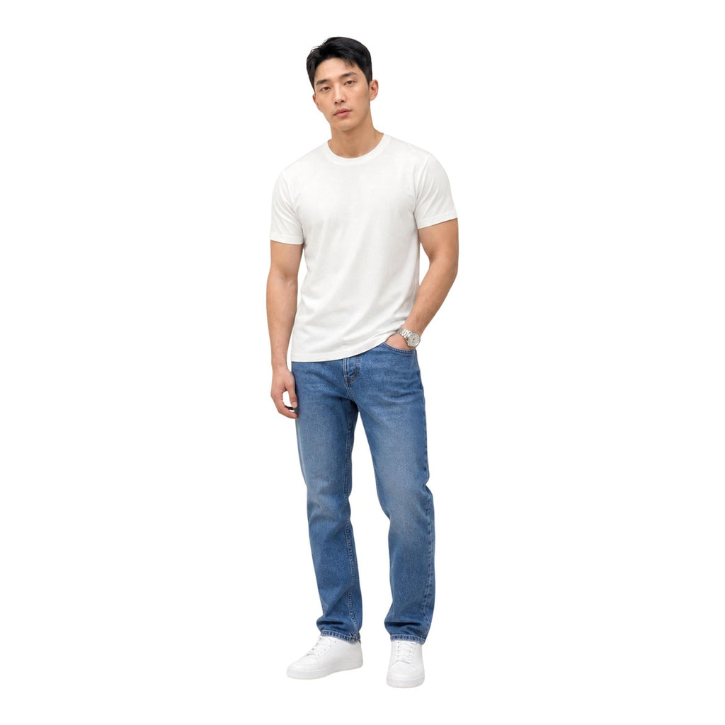 Tommy Jeans — Blue stretch cotton jeans with pockets for men — view 5