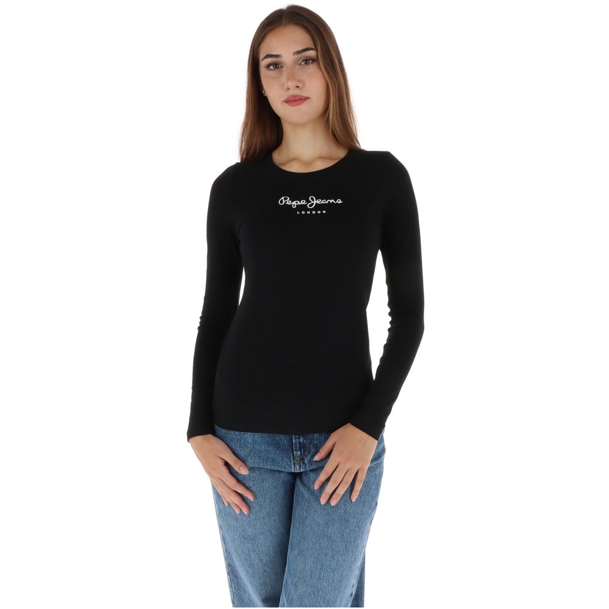 Pepe Jeans — T-shirt slim manches longues noir femme