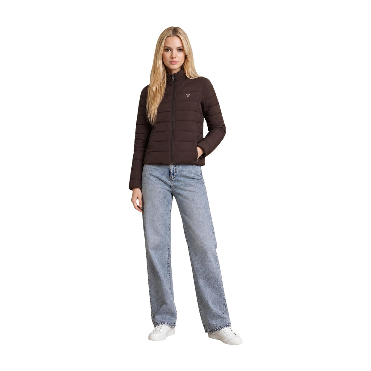 Guess — Veste Solid Heavy Diann Pu femme - coloris marron — vue 4