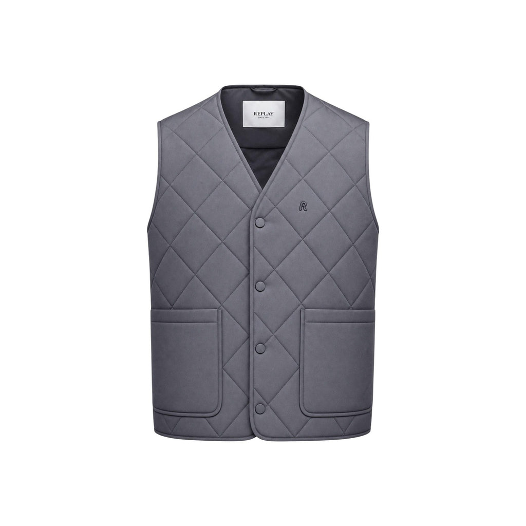Replay — Gilet ripstop gris homme — vue 2