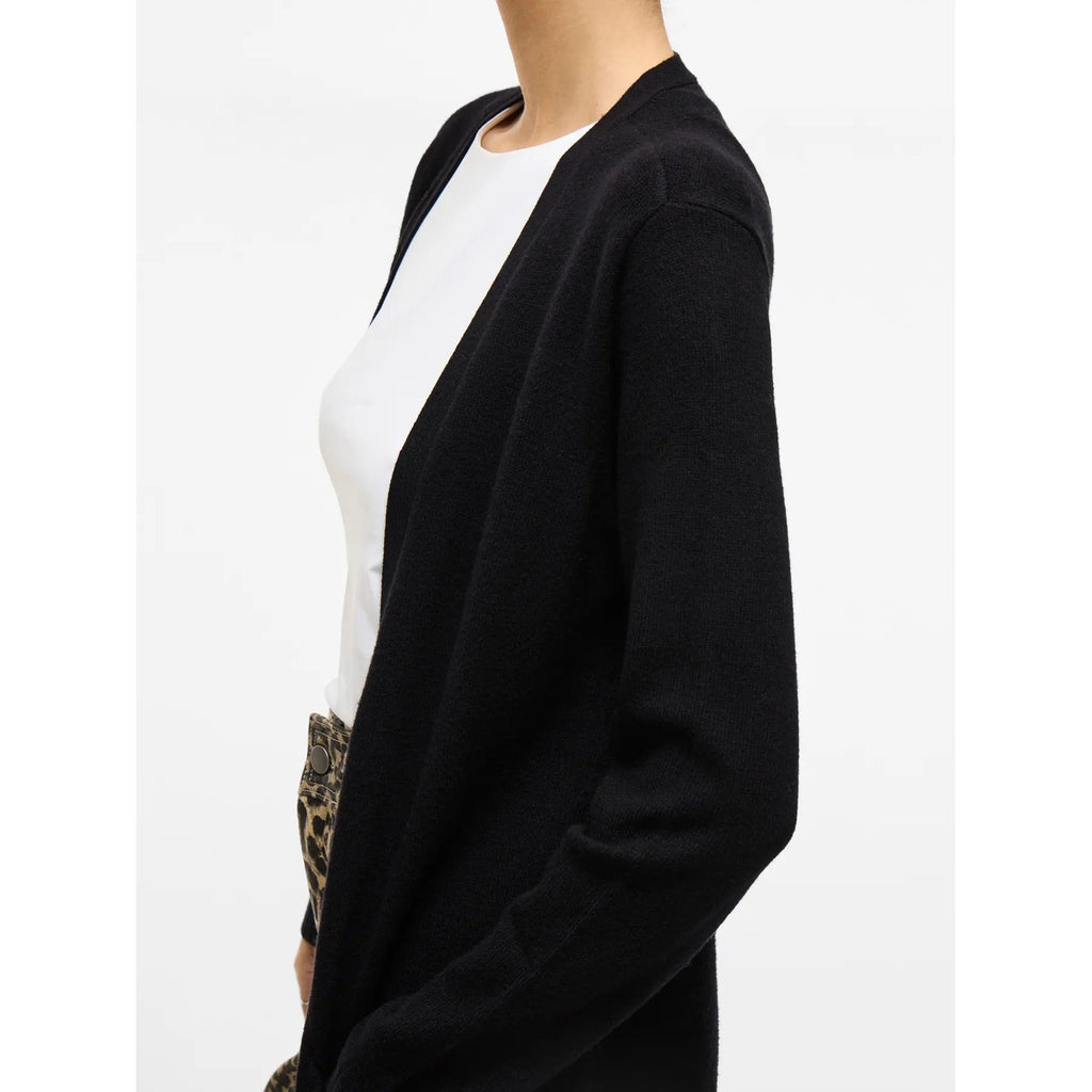 Vila — Langer schwarzer Damen-Cardigan — Ansicht 3