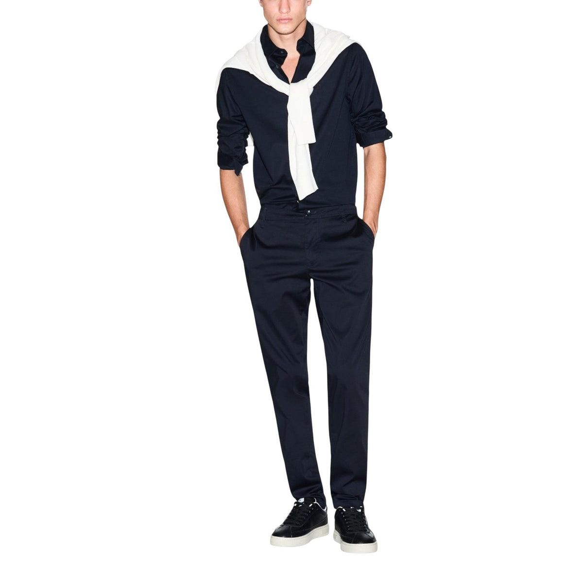 Armani Exchange — Chemise stretch 8NZCBD bleue homme — vue 5