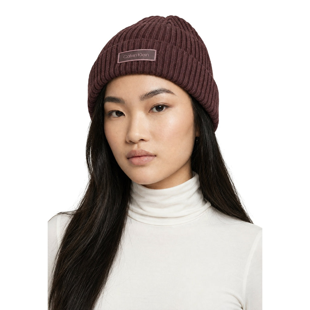 Calvin Klein — Women's Purple Chunky Rib Beanie — view 4