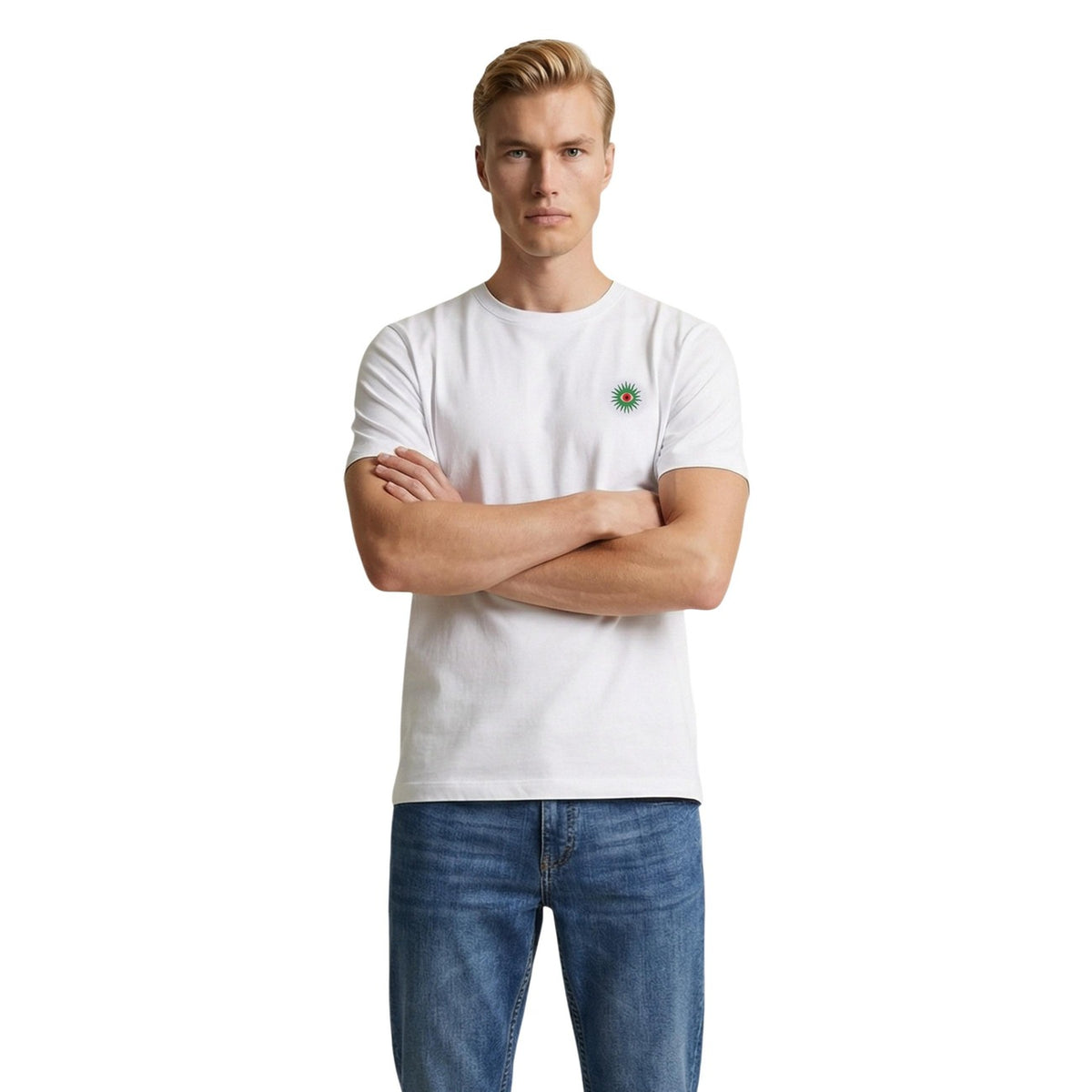 Only & Sons — Men’s white short-sleeved round-neck t-shirt