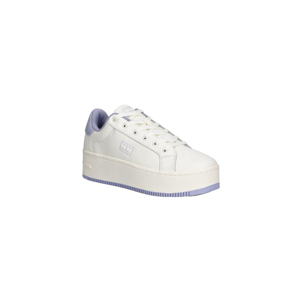 Tommy Jeans — Women’s Essential White Leather Wedge Sneakers — view 3