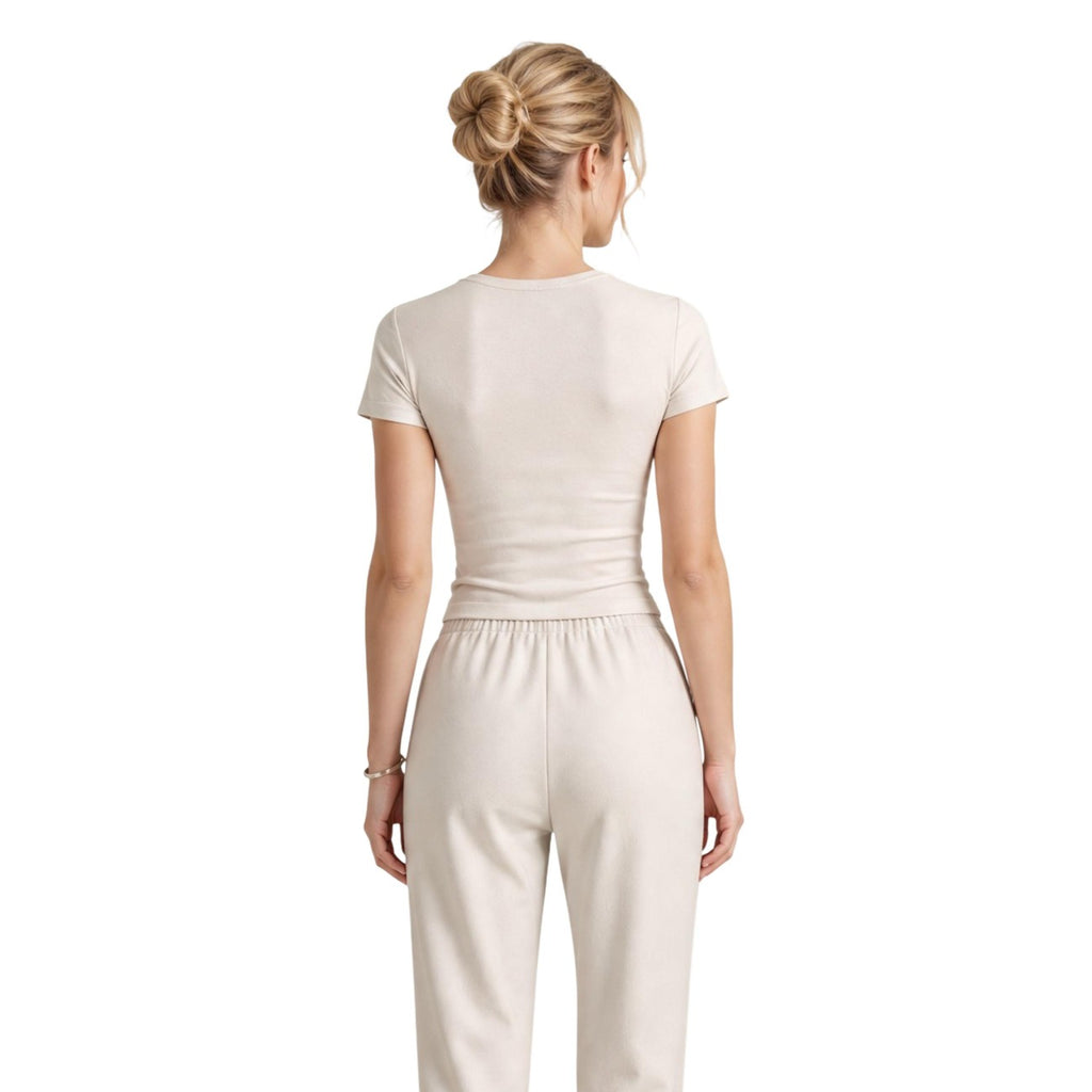 Armani Exchange — T-shirt en coton beige femme — vue 3