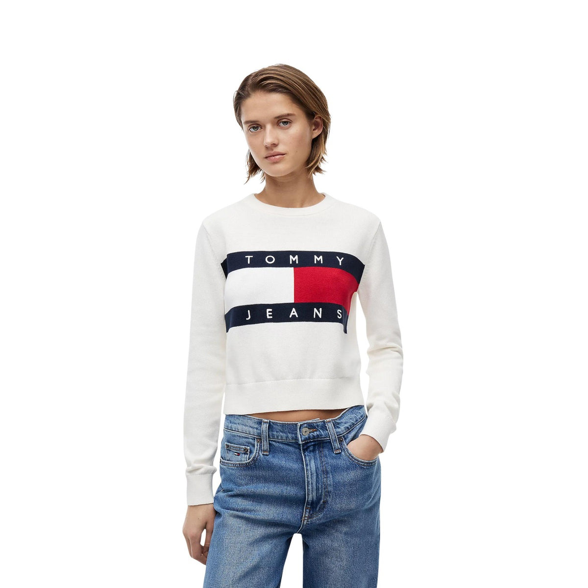 Tommy Jeans — Wit sweatshirt met print voor dames