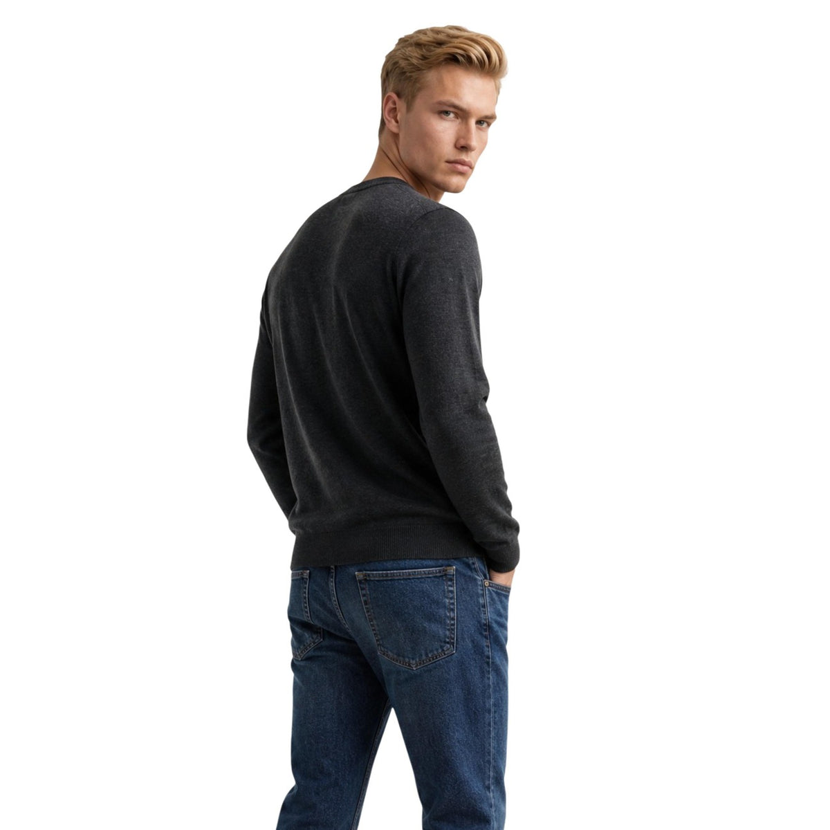 Armani Exchange — Wollmix-Pullover für Herren in Grau — Ansicht 3
