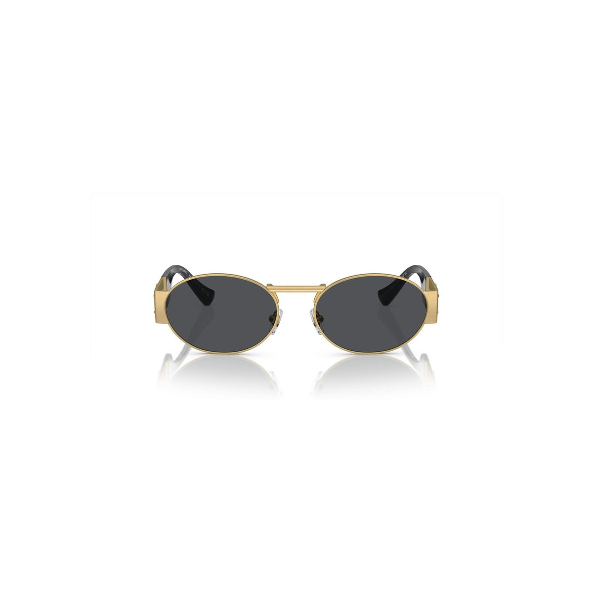 Versace — Lunettes de soleil rondes en métal doré homme