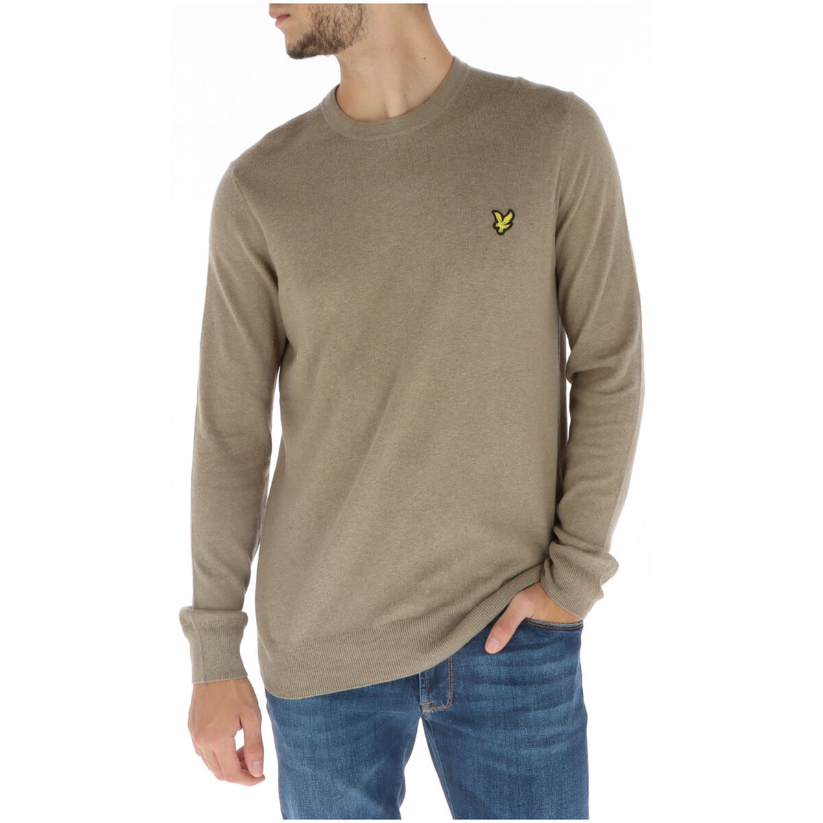 Lyle & Scott — Pull coton et laine mérinos homme — Marron