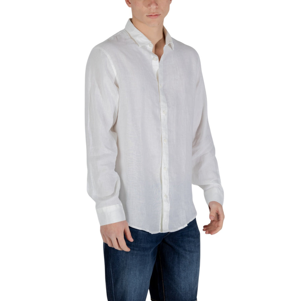 Armani Exchange — Chemise en lin XM001221 blanche homme — vue 3