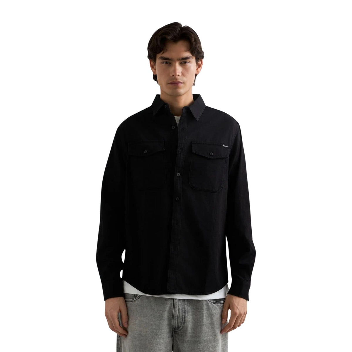 Replay — Chemise en denim noir homme