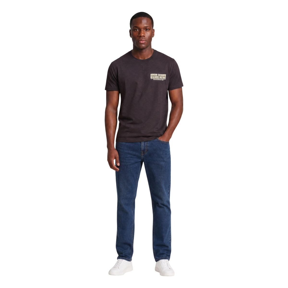 Armani Exchange — Bedrucktes Baumwoll-T-Shirt für Herren in Braun — Ansicht 2