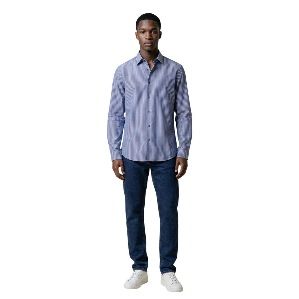 Armani Exchange — Chemise bleu clair en coton homme — vue 4