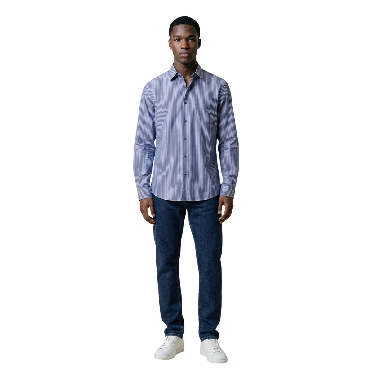 Armani Exchange — Chemise bleu clair en coton homme — vue 4