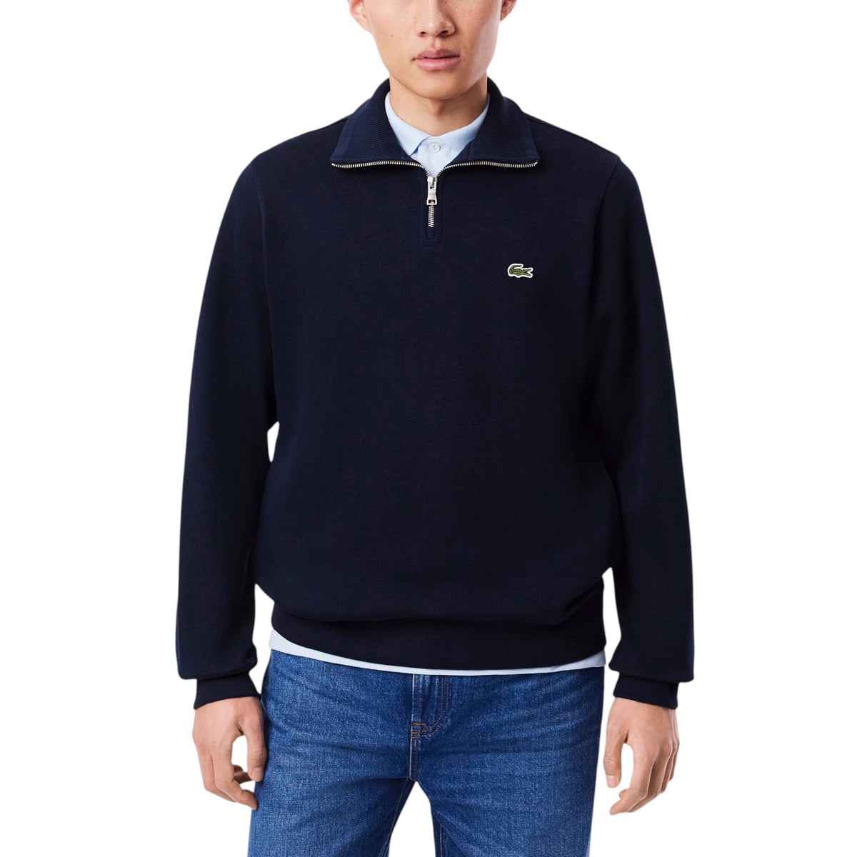 Lacoste — Sweat zippé à col montant homme — Bleu