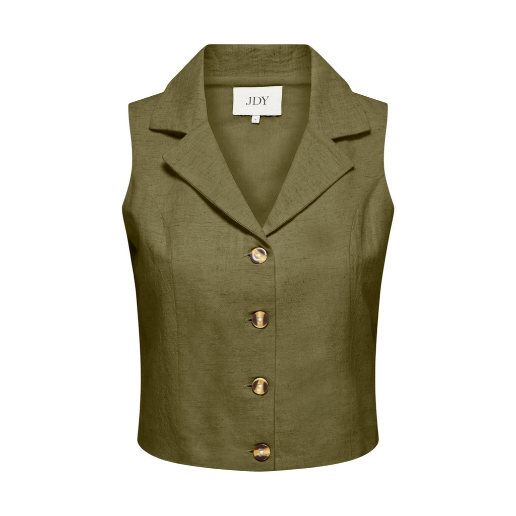 Jacqueline de Yong — V-hals vest 15366390 groen dames — afbeelding 3