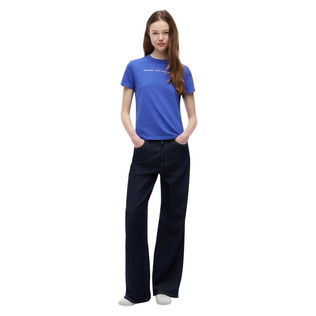 Tommy Jeans — Women’s blue organic cotton T-shirt — view 4