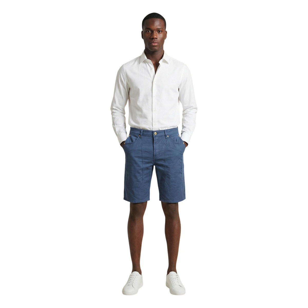 Jeckerson — Bermuda JAYDEN 5 TASCHE TOPPA SLIM bleu homme — vue 4