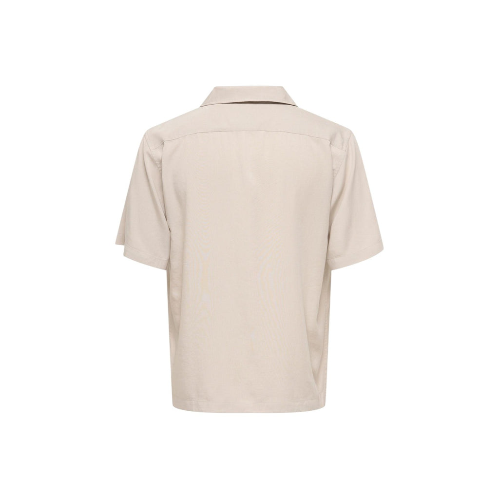 Only & Sons — Herenoverhemd Peru met V-hals en korte mouwen, beige — afbeelding 4