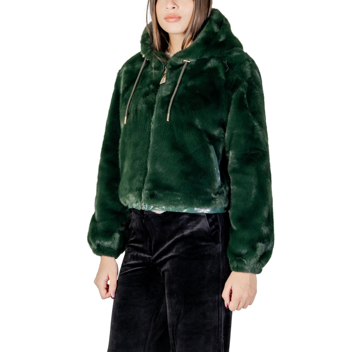 Ayfee — Women’s green faux fur bomber jacket — view 3