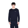 Armani Exchange — Men's blue round-neck cotton-blend sweater