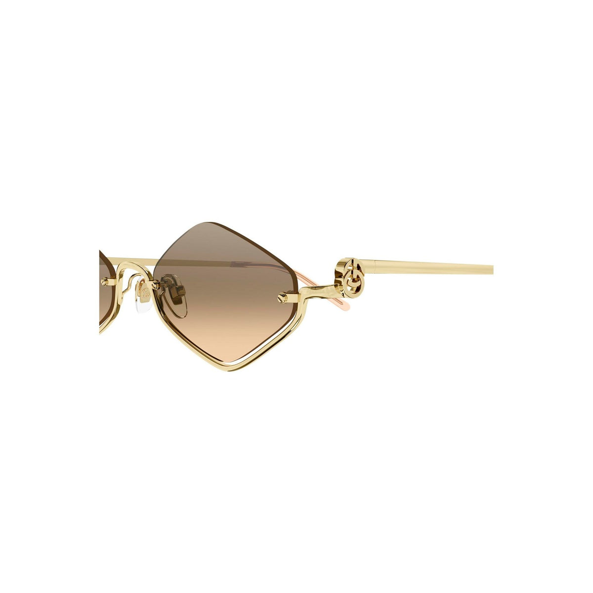 Gucci — Lunettes de soleil géométriques en métal doré femme — vue 3