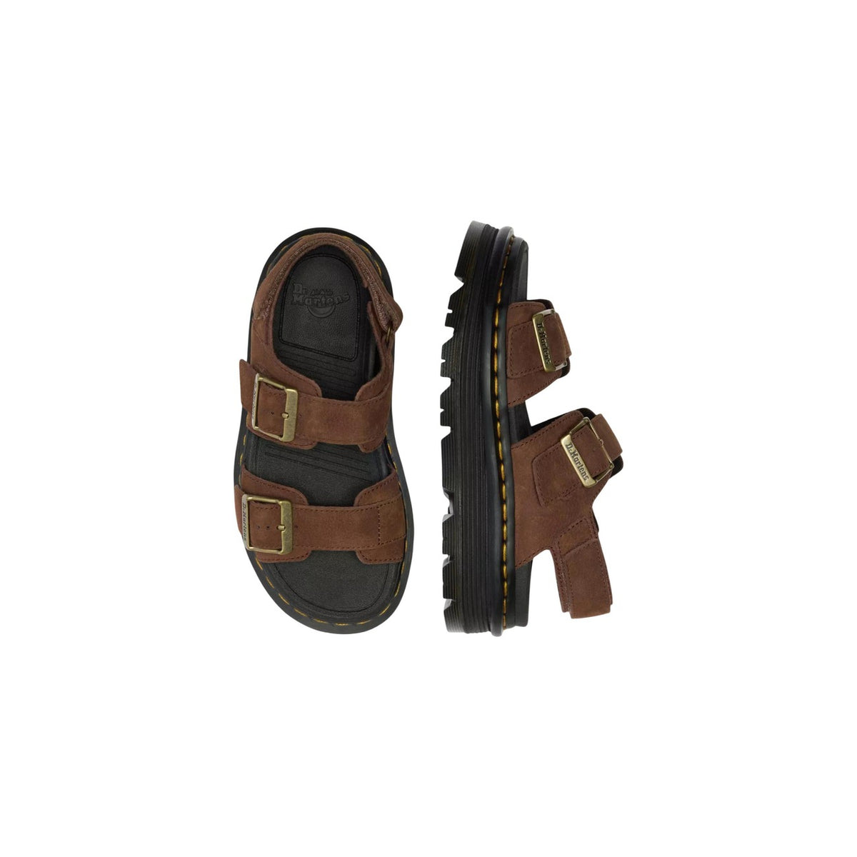 Dr. Martens — Sandales Zebzag Tumbled en cuir marron femme — vue 4
