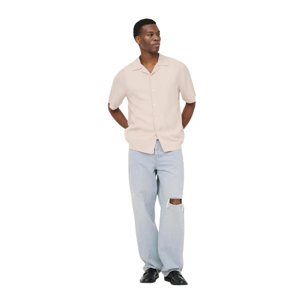 Only & Sons — Herenoverhemd Peru met V-hals en korte mouwen, beige — afbeelding 5