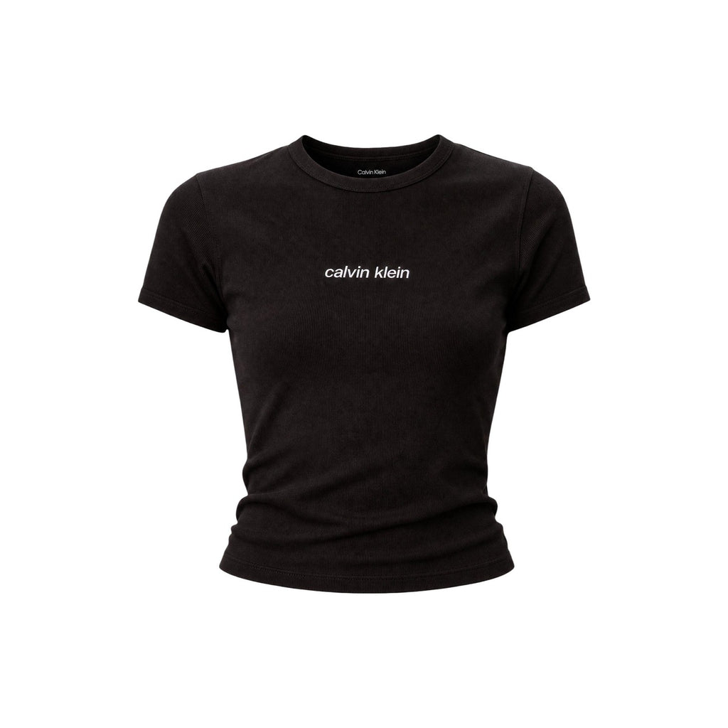 Calvin Klein Jeans – Schwarzes Stretch-T-Shirt aus 94 % Baumwolle für Damen — Ansicht 5